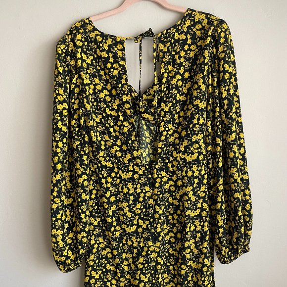 Topshop / Black and Yellow Long Sleeve Midi Dress - Picture 9 of 11